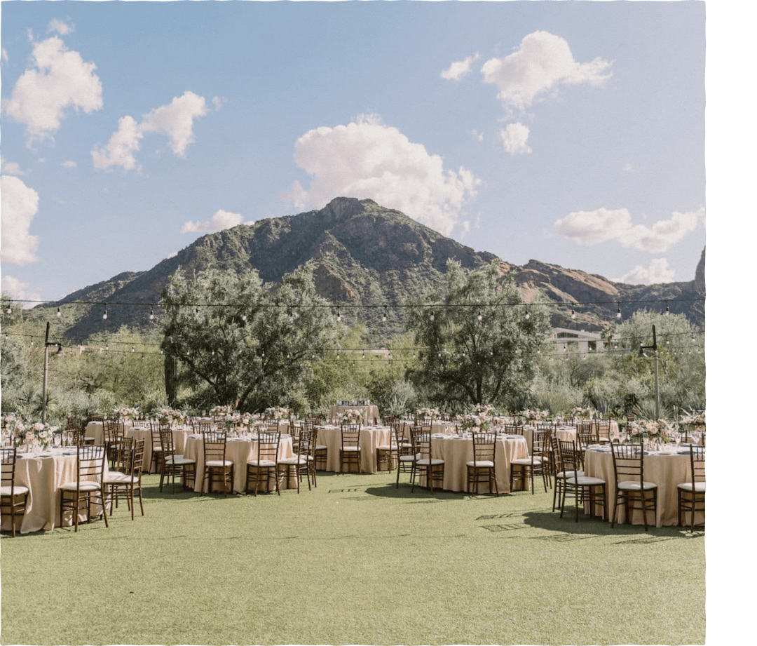 outdoor reception with mountain views